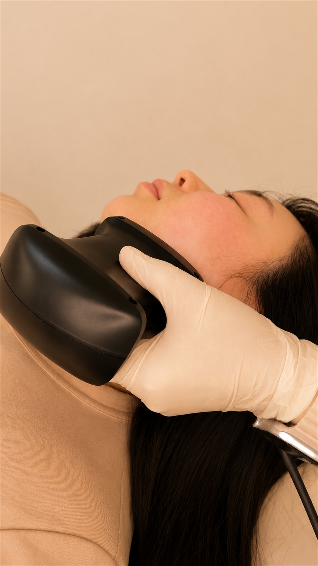 The MiniFX handpiece during a jawline contouring treatment
